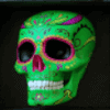 los muertos green skull symbol