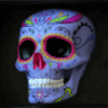 los muertos violet skull symbol