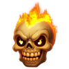 lucky lil devil flaming skull symbol