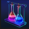 mad scientist breaking beakers hold and win lab symbol