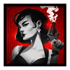 popnoir lady with a gun symbol