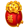 red dragon of luck bag coins symbol