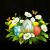retro easter flowers and eggs symbol