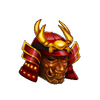 samurai blade red helmet symbol
