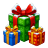 santa christmas bells hold and win gifts symbol