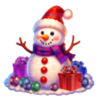 santa christmas bells hold and win snowman symbol