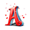 triple valentine letter a symbol