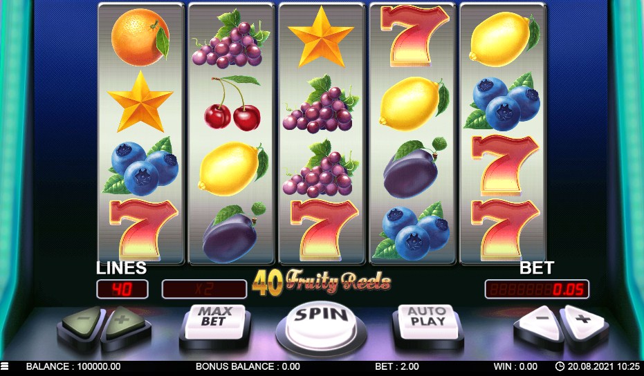 40 fruity reels online slot game reels