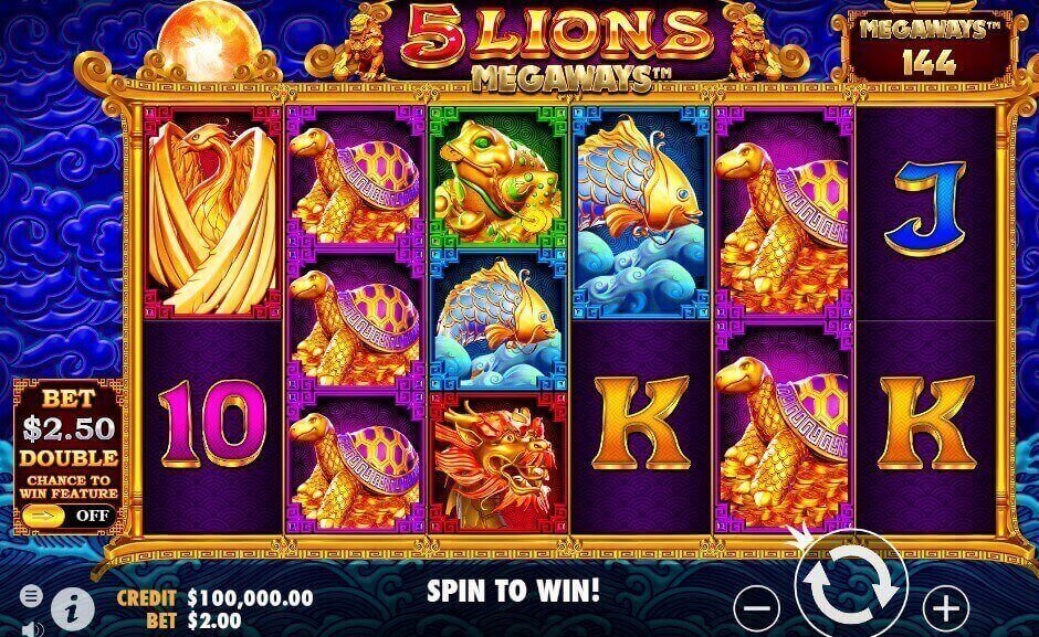 5 lions megaways reels