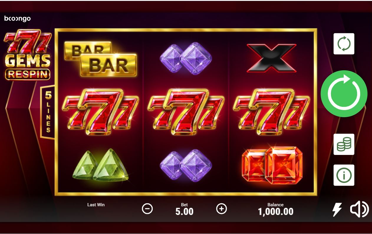Booongo 777 Gems Respin slot game reels