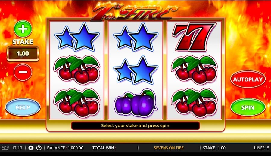 Barcrest Games 7s On Fire Slot Reels