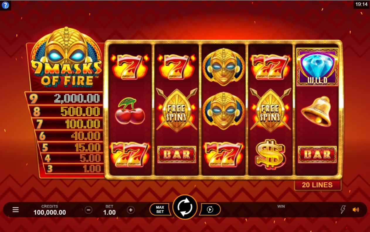 Gameburger Studios Microgaming 9 Masks of Fire online casino classic slot numbers free spins bar 
