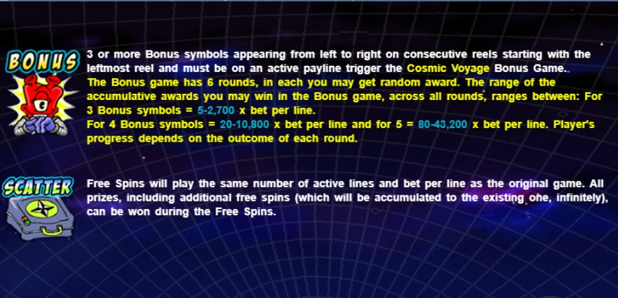 Adventures in Orbit online slot game bonus feature