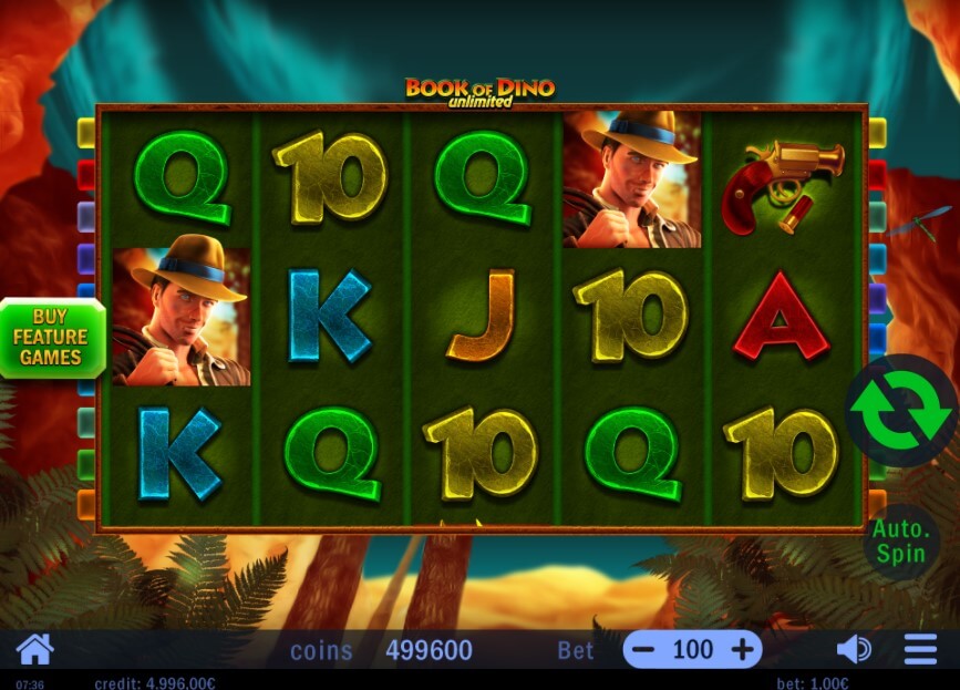 Book of Dino Unlimited Online Slots Game Reels