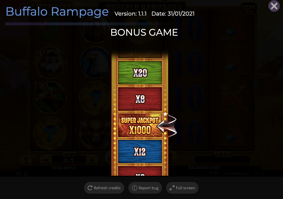 Buffalo rampage online slot game bonus feature