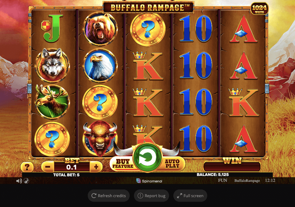Buffalo rampage online slot game reels