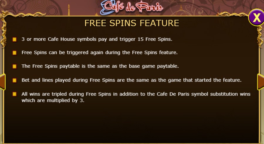 Cafe de Paris online slot game bonus feature