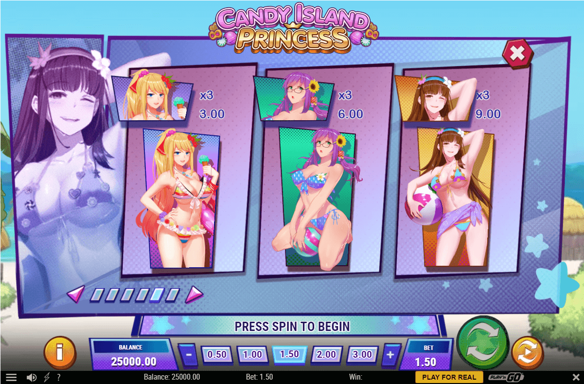 Candy Island Princess Online Cards Game Paytable