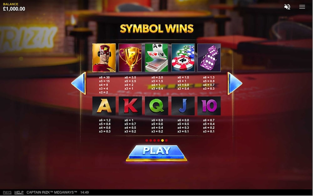 Red Tiger Gaming Captain Rizk Megaways Slot PAYTABLE