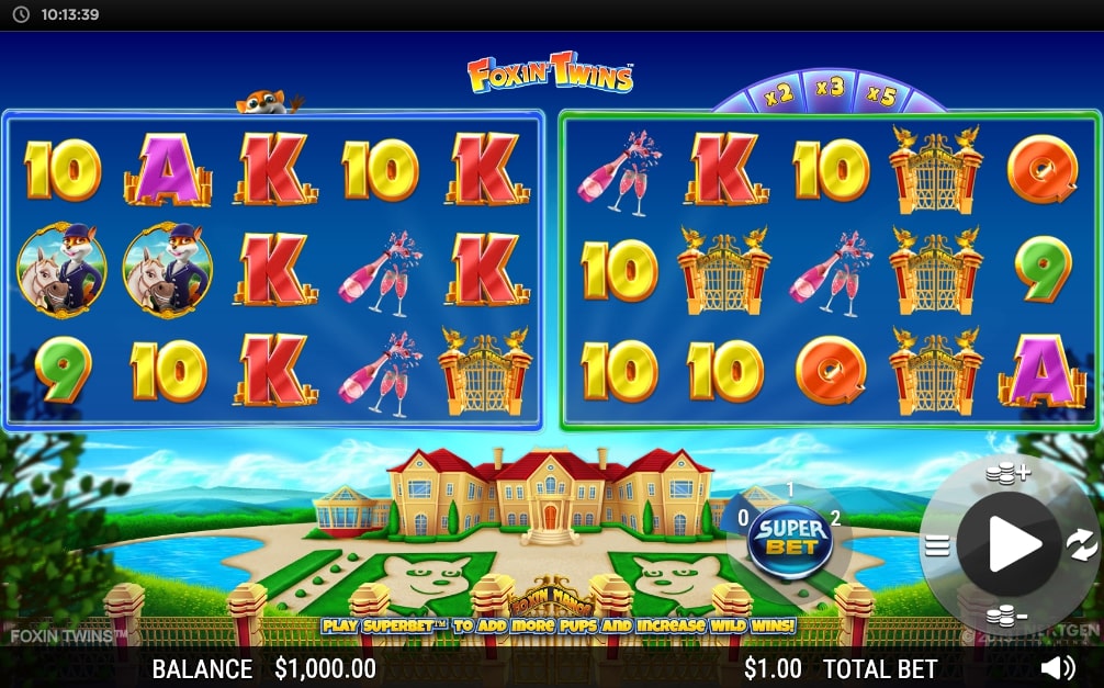 NextGen Gaming Foxin Twins Game Slot Main Screen