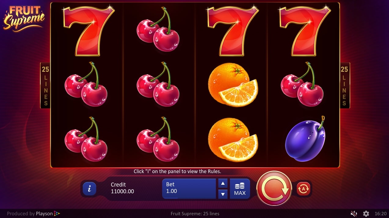 Playson Fruit Supreme Slot Main Screen