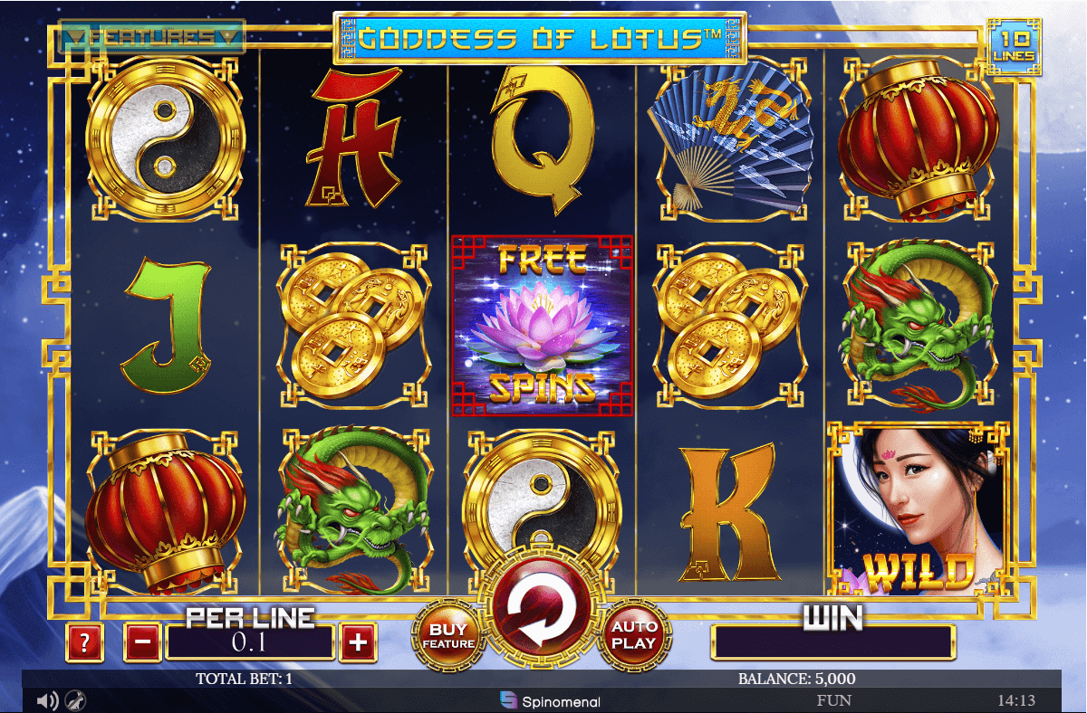 Goddess of Lotus 10 Lines Online Slots Game Reels