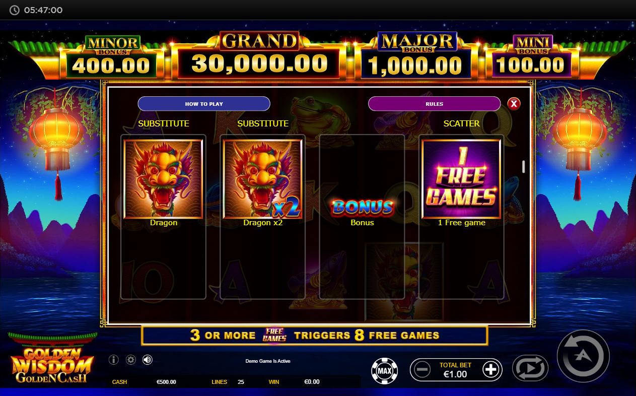 Ainsworth Golden Wisdom Golden Cash Slot Symbols