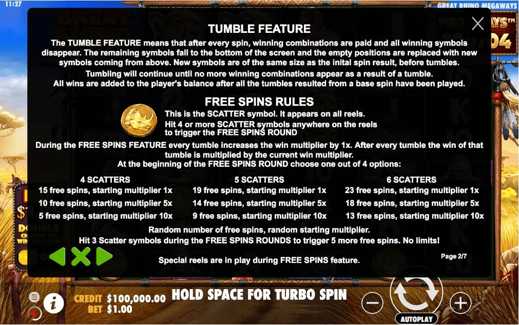 Great rhino megaways online slot game bonus feature