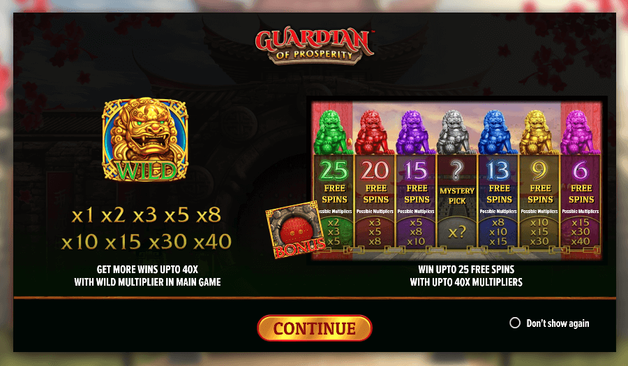 Guardian of Prosperity Online Slots Game Features