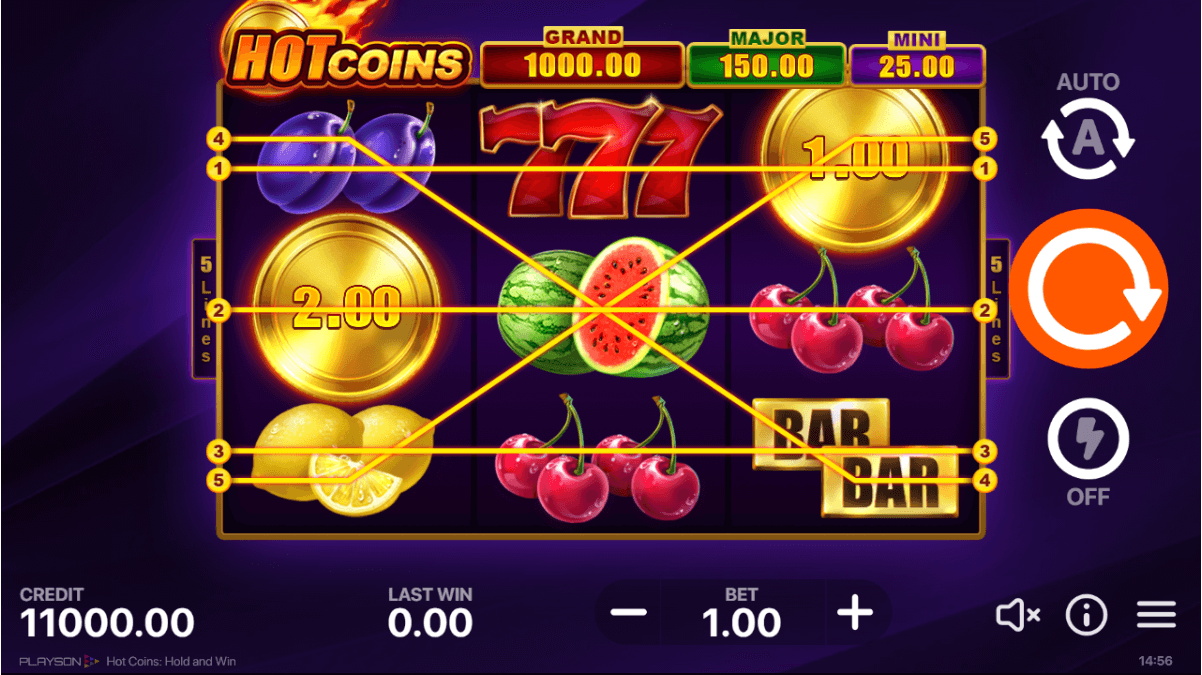 Hot Coins Hold and Win Slot Review, Bonuses & Free Play (95.61 RTP)