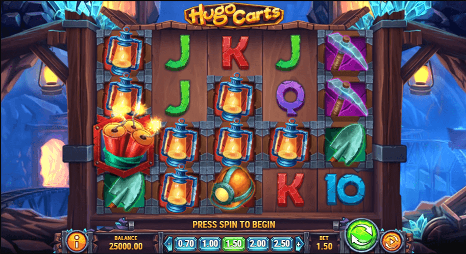 Hugo Carts online slot game reels