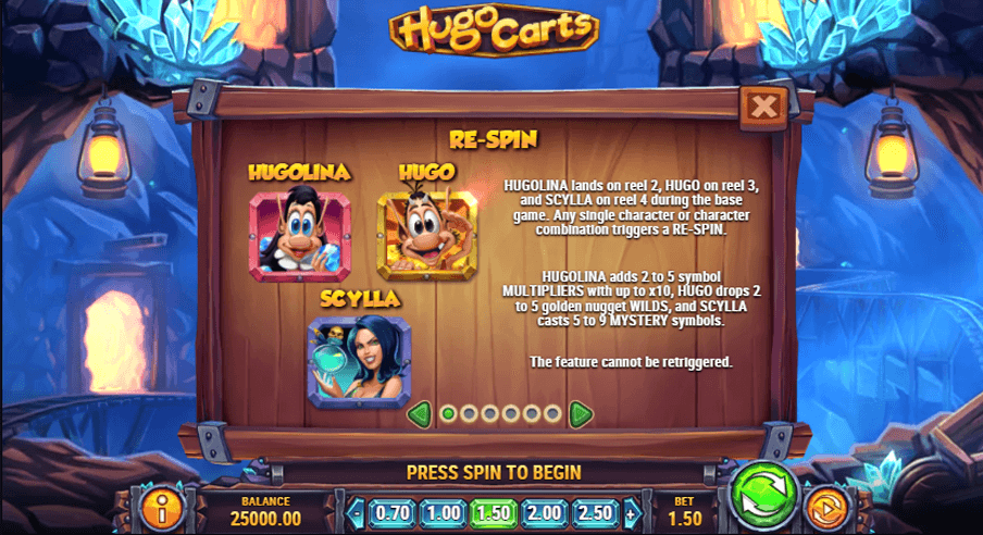 Hugo Carts online slot game respin feature