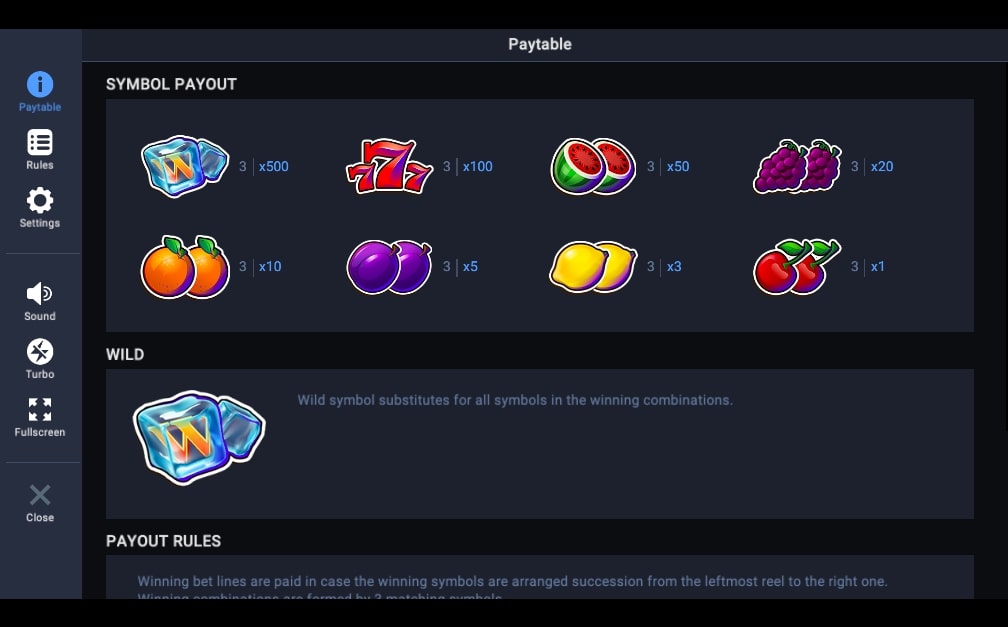 Evoplay Ice Mania paytable