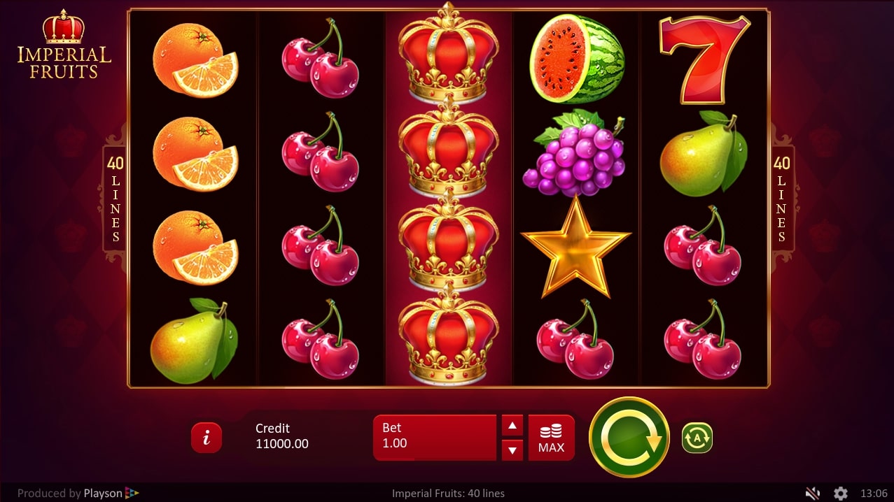 Playson Imperial Fruits 40 Lines Slot Main Screen