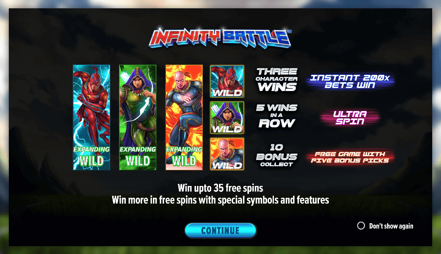 Infinity Battle Online Slots Game Features