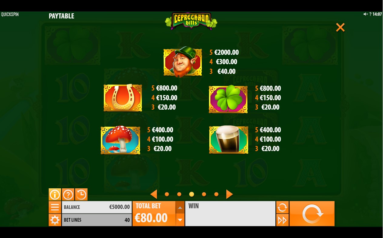 QUICKSPIN_LEPRECHAUN_HILLS_SLOT_PAYTABLE
