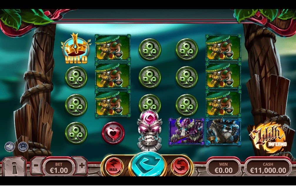 Yggdrasil Gaming Liliths Inferno Slot Main Screen