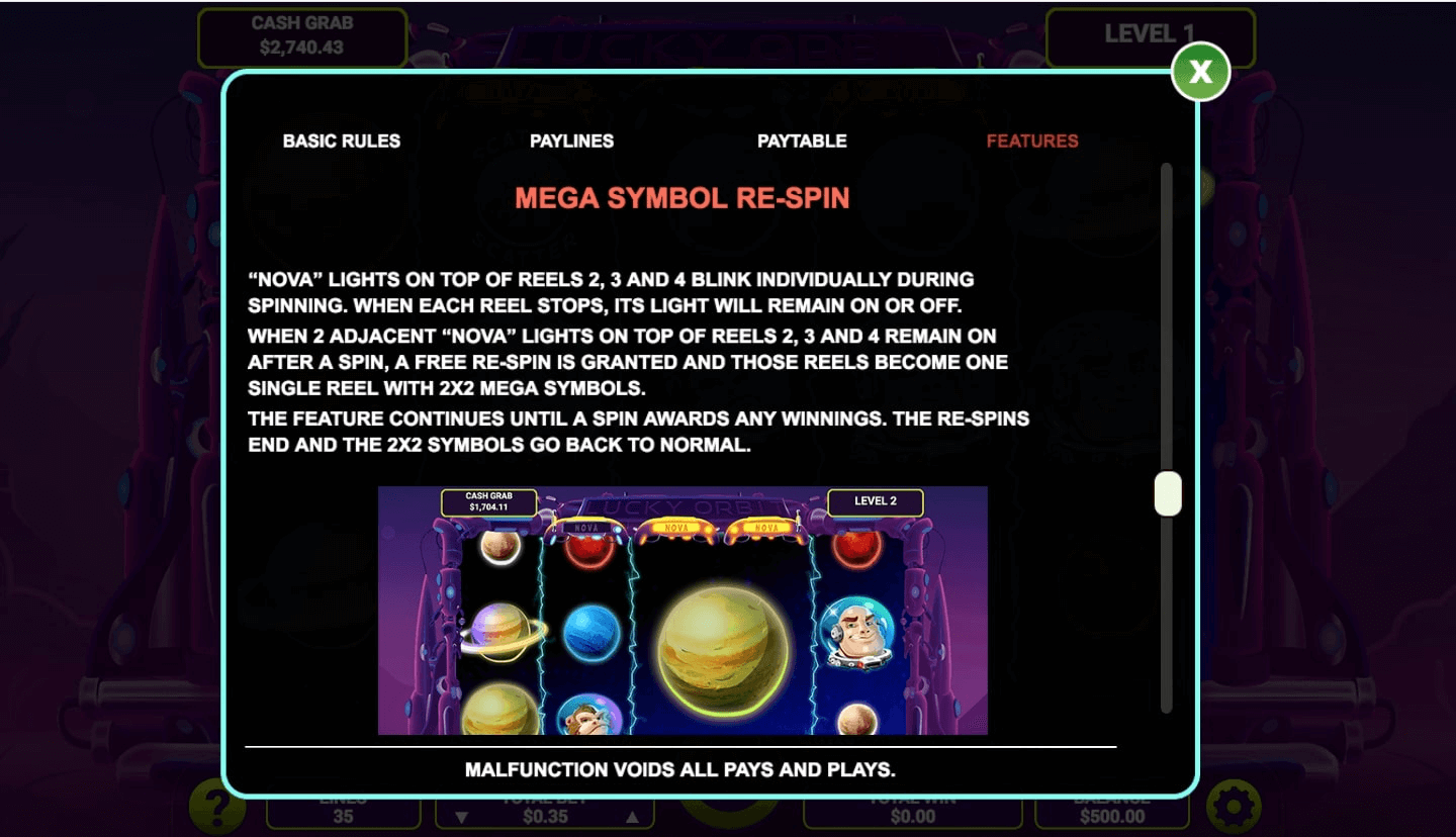 Lucky Orbit online slot mega symbol
