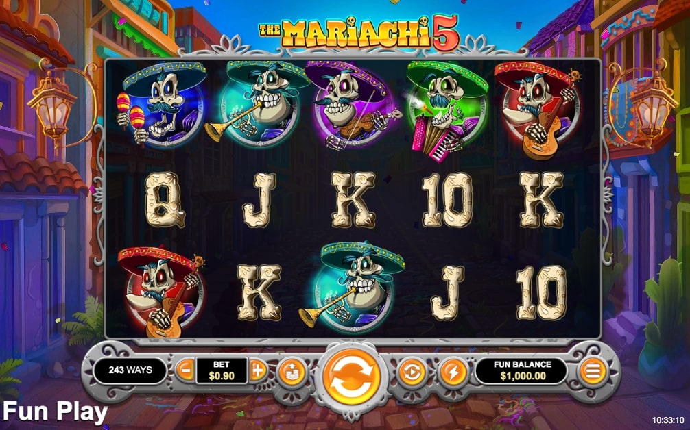 RTG Mariachi 5 Slot Game Main Screen