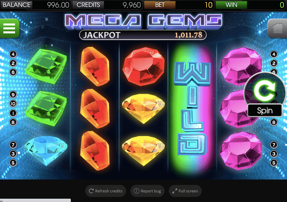Mega Gems online slot game reels