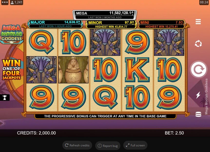 Mega Moolah Goddess Online Slots Game Reels