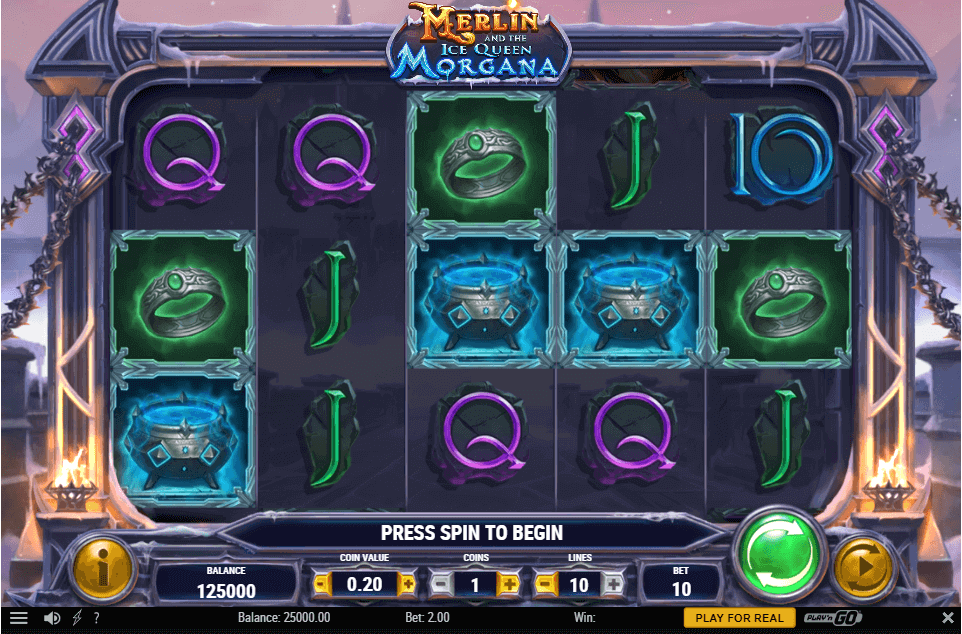 Merlin and the Ice Queen Morgana Online Slots Game Reels
