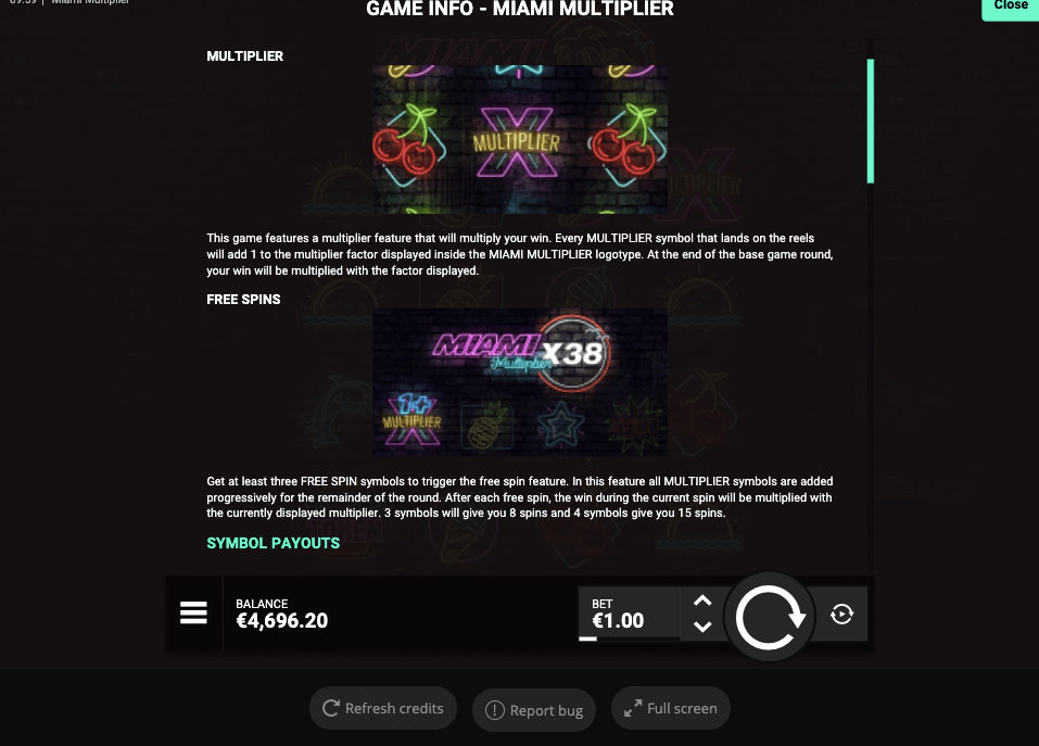 Miami Multiplier Online Slots Game Features
