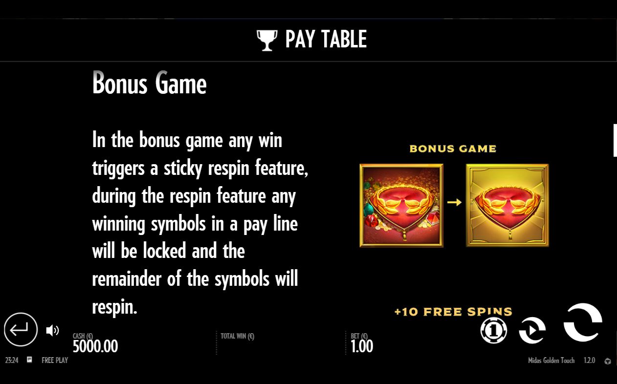 Midas Golden Touch online slot game bonus feature