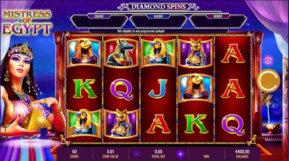 Mistress of Egypt Diamond Spins Online Slots Game Reels