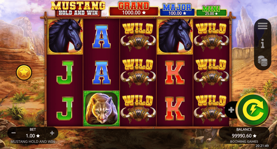 mustang hold and win stacked wilds screenshot