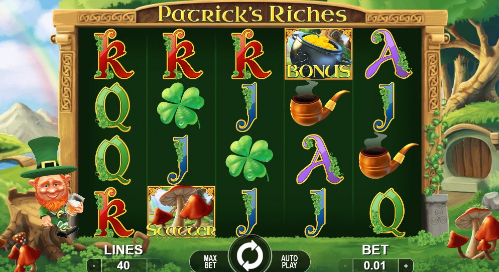 Patrics Riches online slot game reels