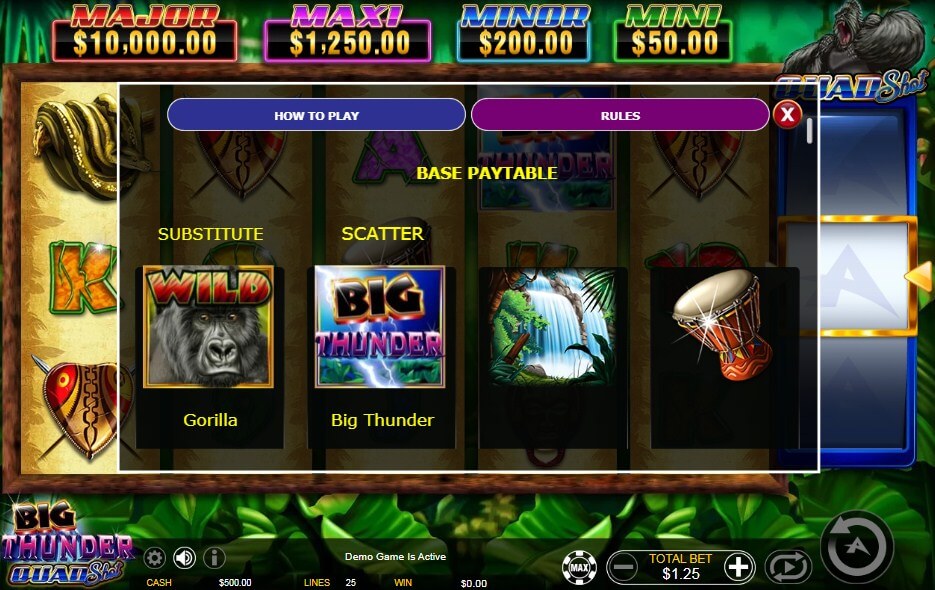 Quad Shot symbols paytable