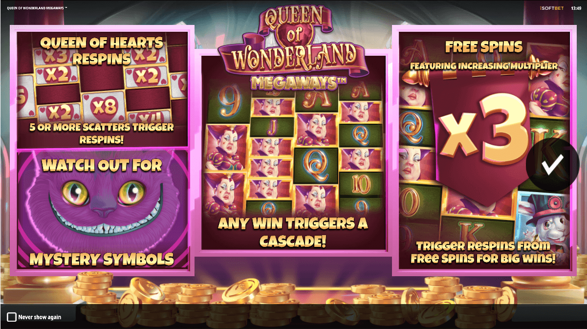 Queen of Wonderland Megaways Online Slots Game Features