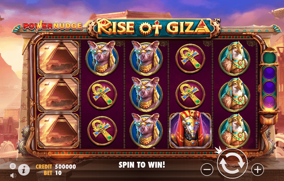 Rise of Giza PowerNudge Online Slots Game Reels